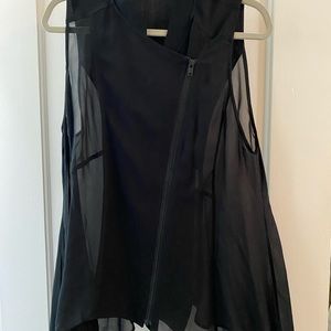Eileen Fisher black silk sleeveless top